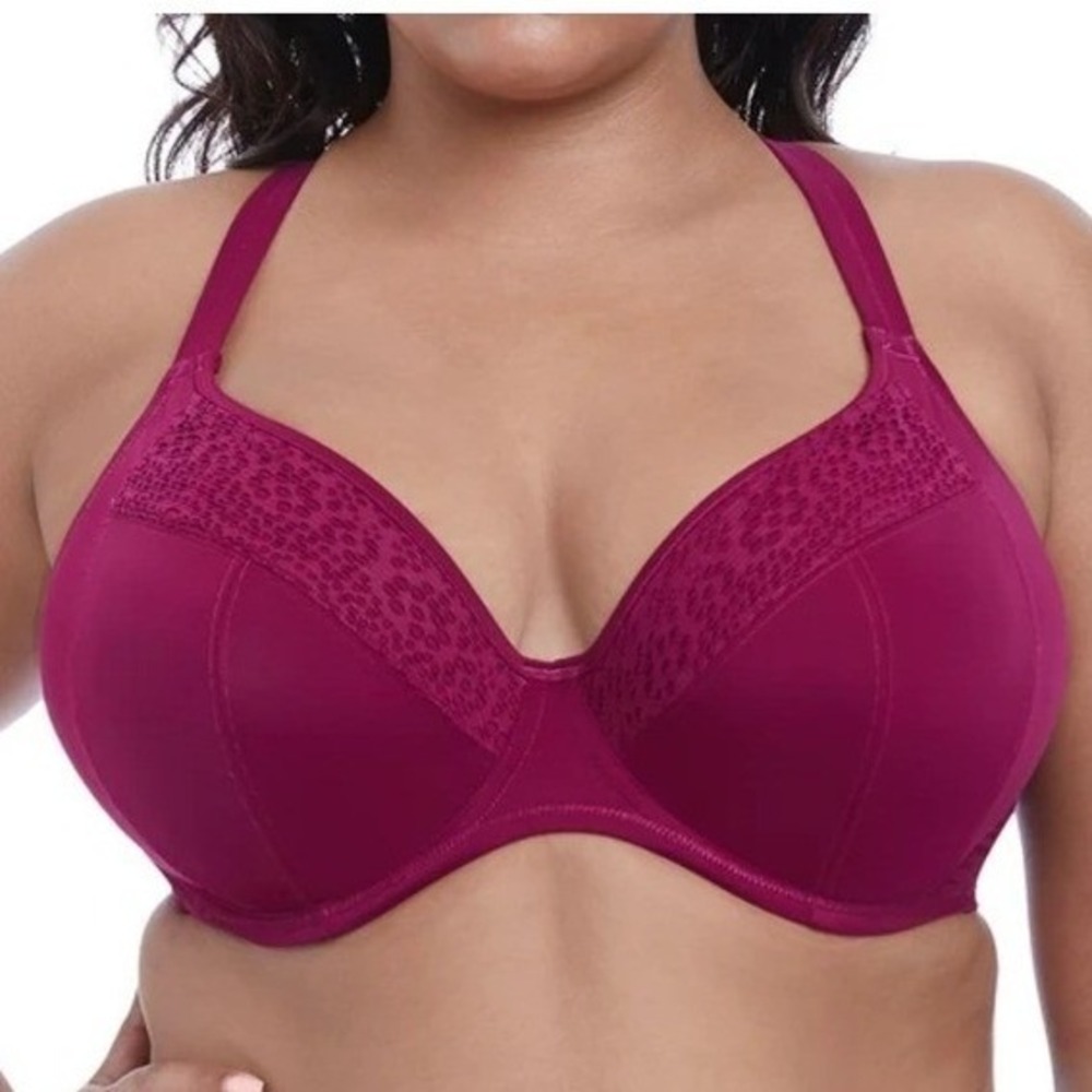 NWT Elomi Swim Indie Multiway Plunge Bikini Top Berry Pink 38I US